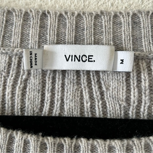 VINCE Wool Cashmere Blend 3-D Waterfall Stripe Knit Flaw Sweater Women Sz Medium - Picture 5 of 9